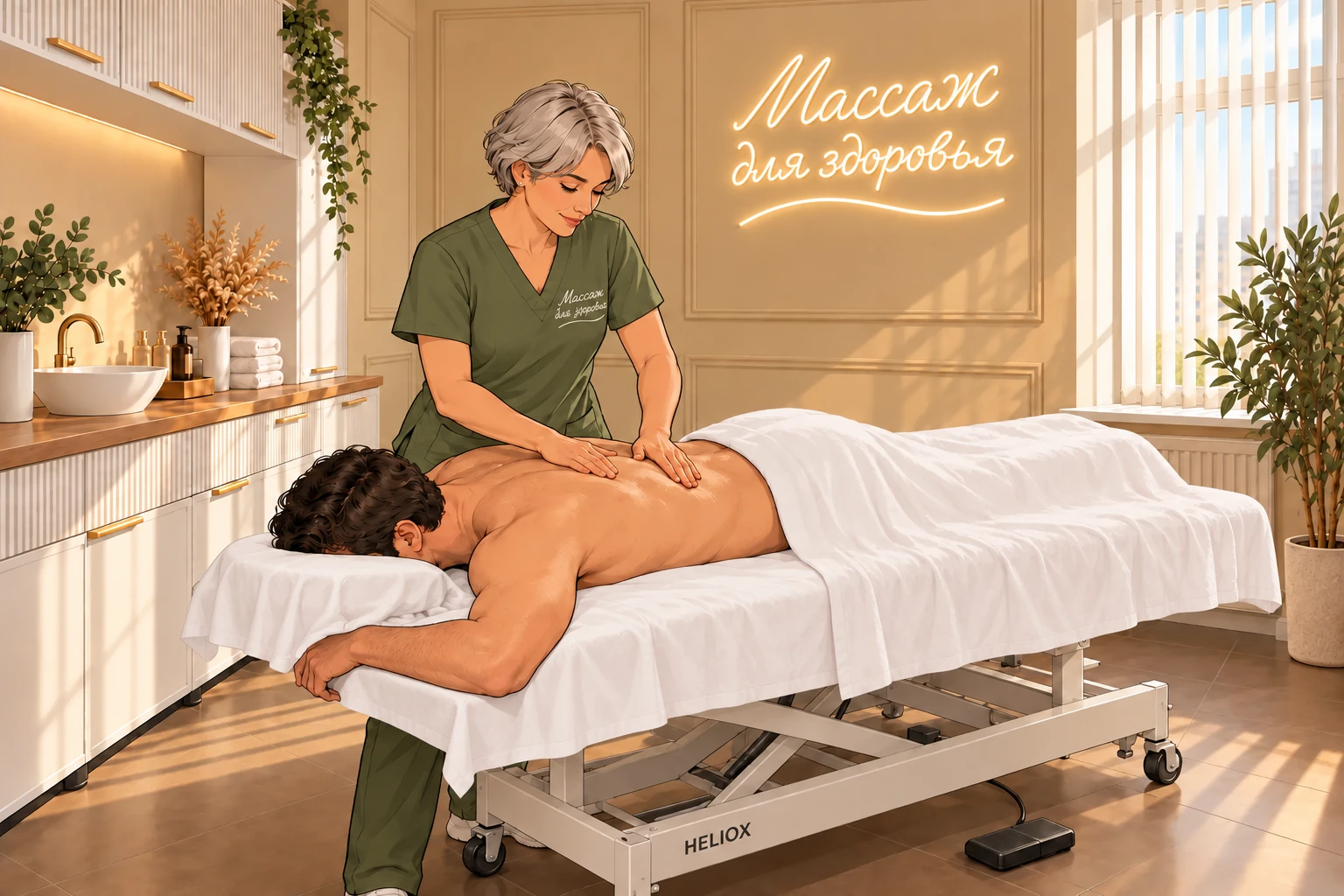 Почему мышцы болят после тренировки и может ли массаж помочь - Массаж после нагрузки Массажистка выполняет массаж спины мужчине после тренировки. Под телом, головой и руками клиента постелена белая простыня.